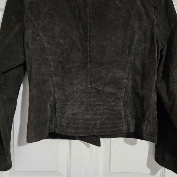 BCBGeneration Suede Leather Jacket Women's Size Large Dark Brown - Picture 10 of 13